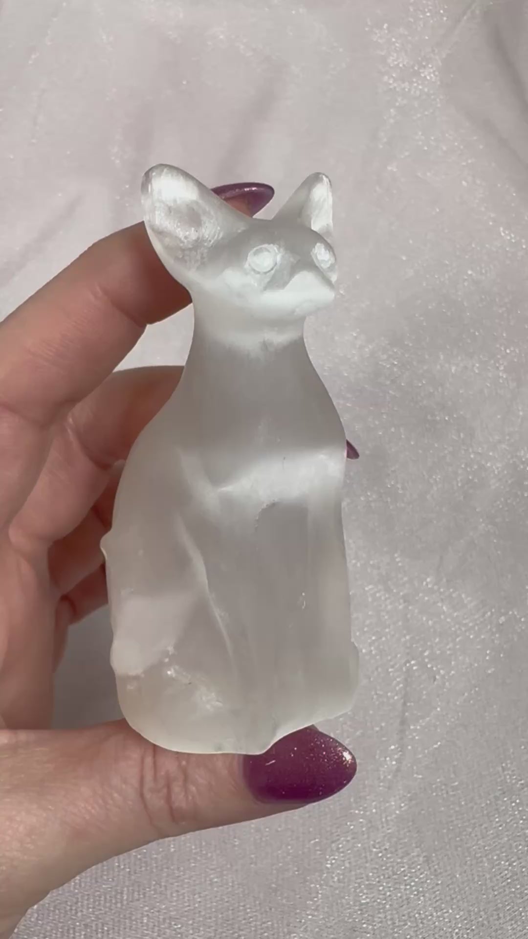 Selenite Cat Carving