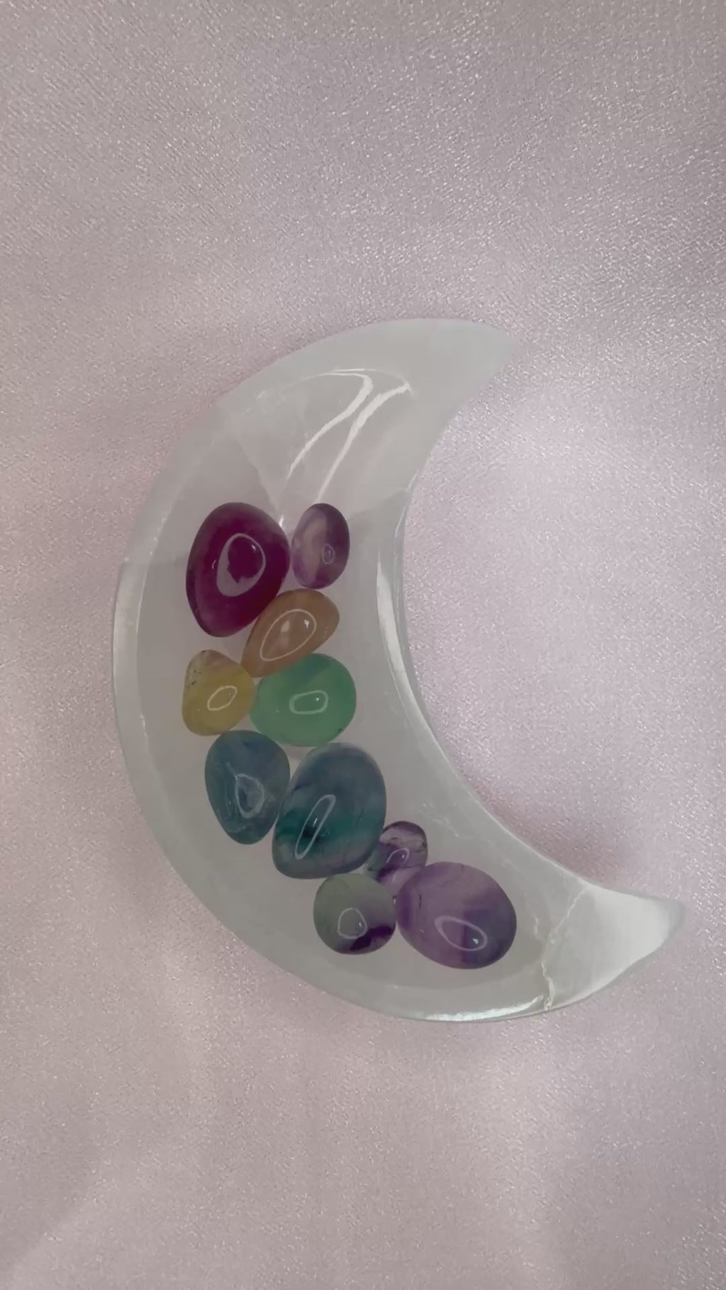 Selenite Moon Bowl Chakra Set