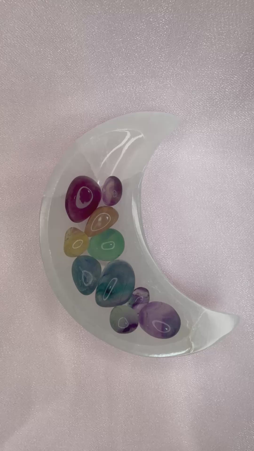 Selenite Moon Bowl Chakra Set