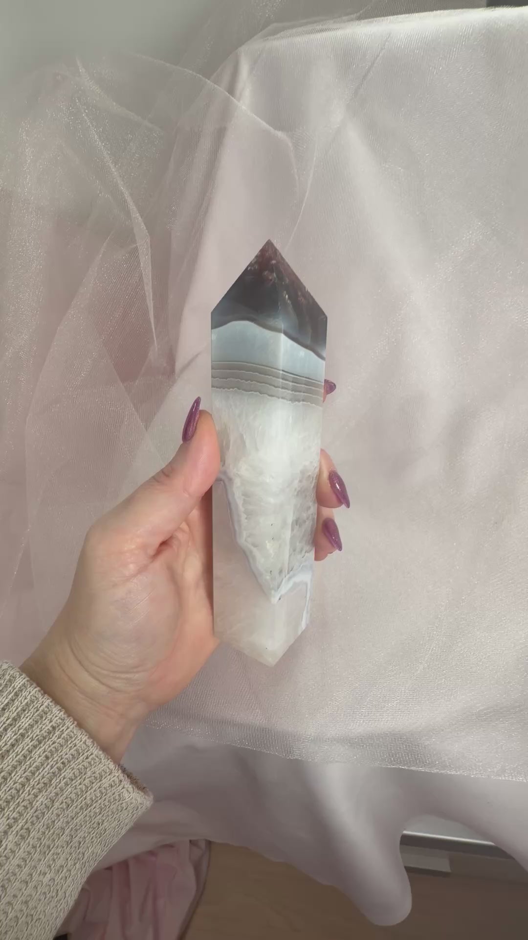 Blue and White Agate Tower