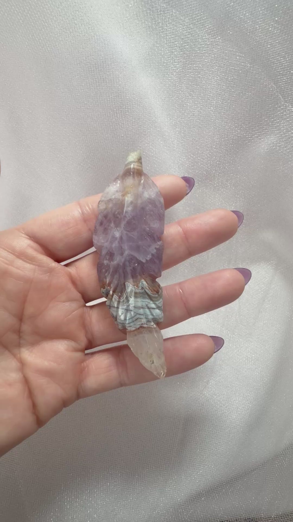 Small Lace Amethyst Carved Feather 18C