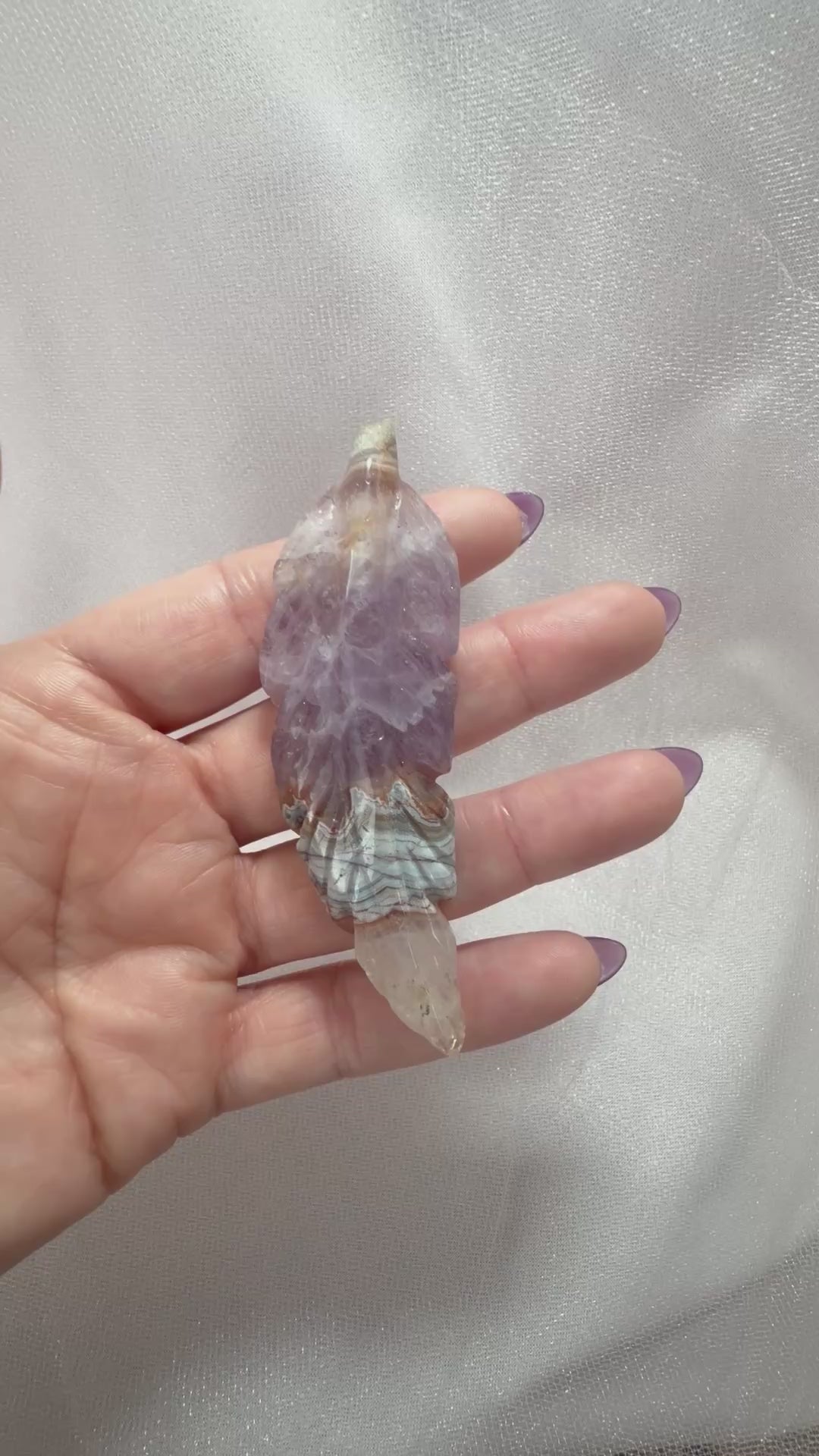 Small Lace Amethyst Carved Feather 18C