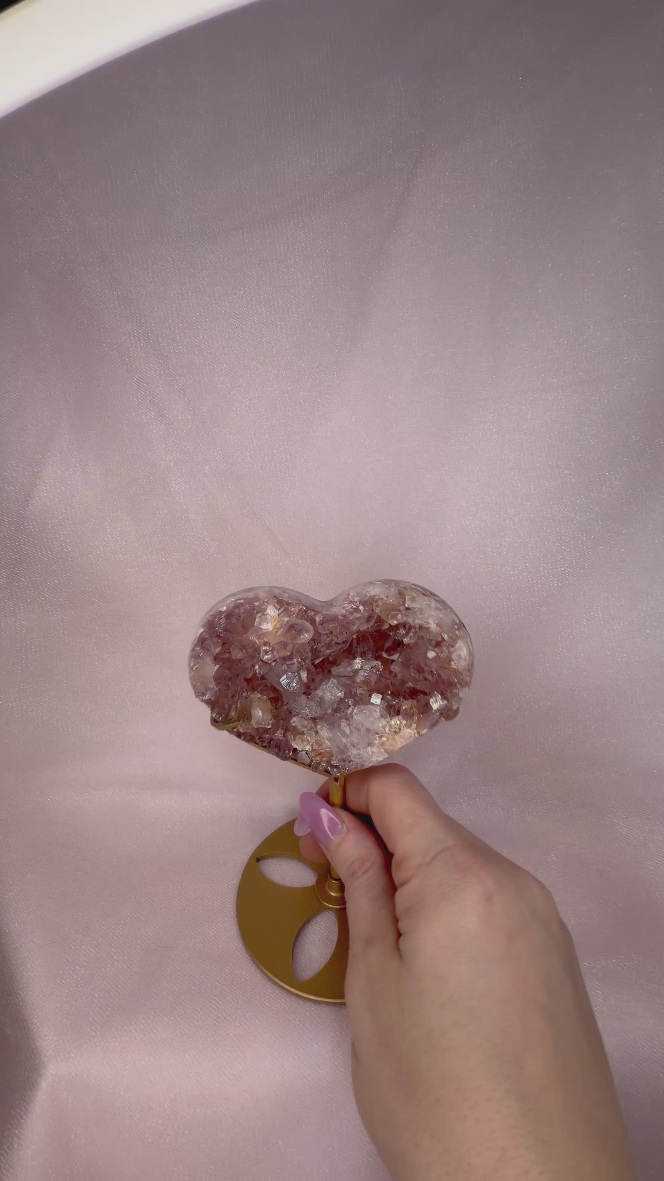 Pink Amethyst Heart on Stand